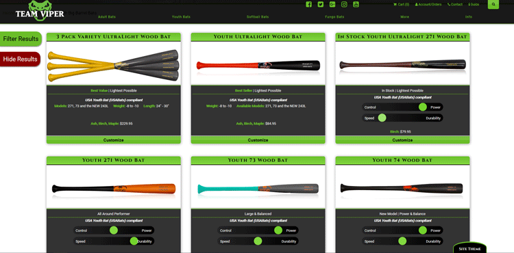 Viper Bats Current Product Page